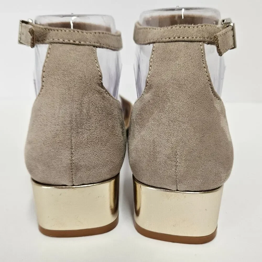 KAARI BLUE Danni Taupe Suede Block‎ Heel Ankle Strap Sandals Size 6